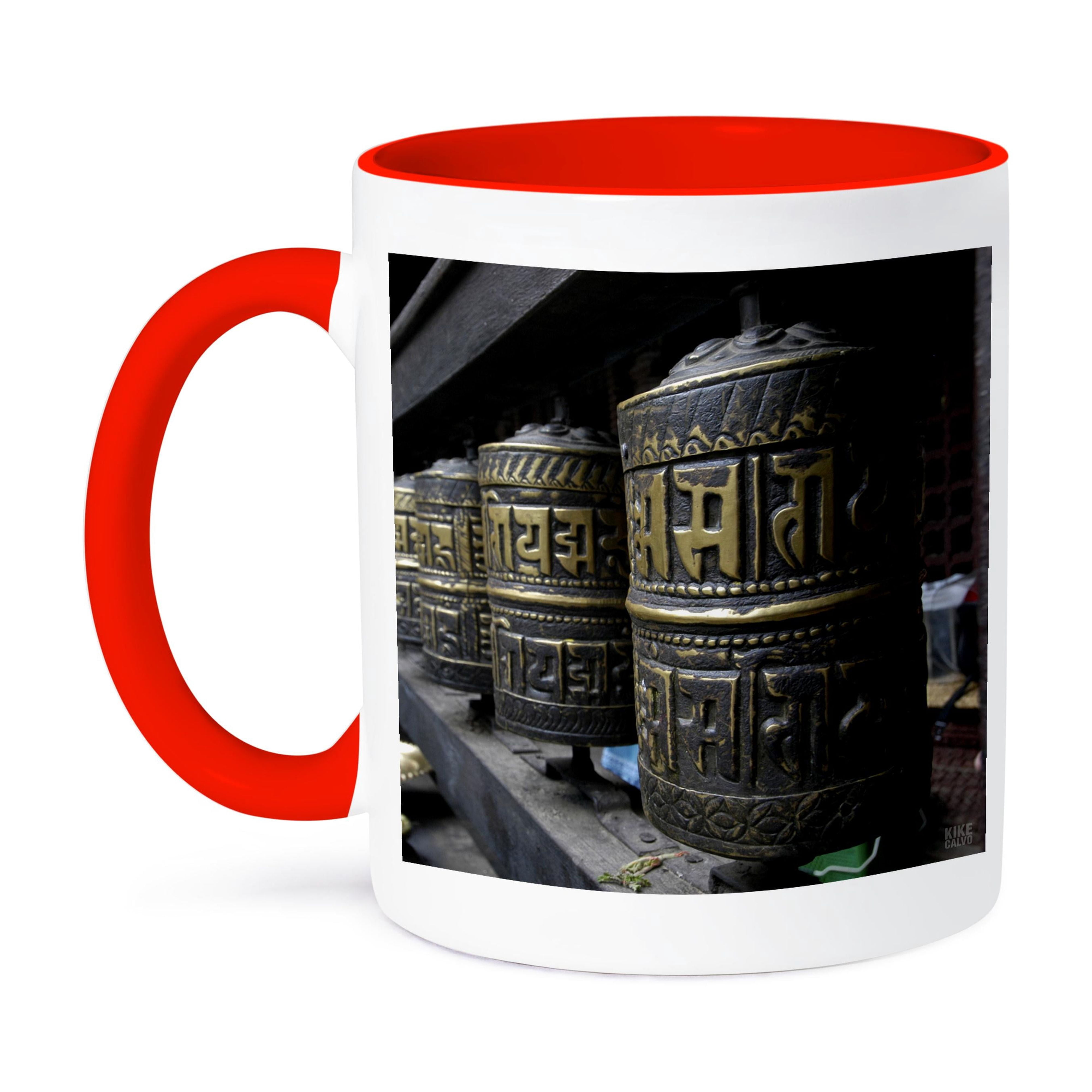 Patans Durbar Square Patan, Praying Wheels, 11oz Two-Tone Red Mug ...