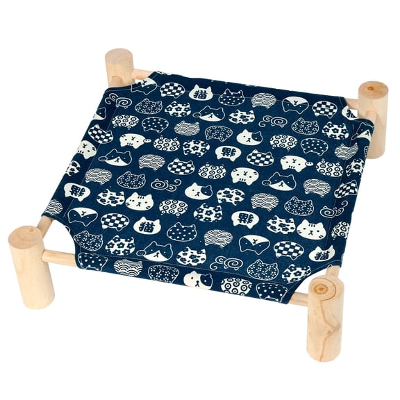Patas Lague Cat and Dog Hammock Bed for Small Dogs, Brethable Wooden Cat Pet Rabbit Elevated Cooling Outdoor Bed Cots Furniture for All Seasons Monstera Leaf