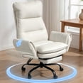 thumbnail image 1 of Patbrela Big and Tall Office Chair, PU Leather Swivel Desk Chair Ergonomic Computer Chairs with Adjustable Armrests, White, 1 of 10