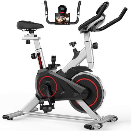 Patbrela Exercise Bike Home Workout Equipment Indoor Cycling Stationary Bike for Women, Silver