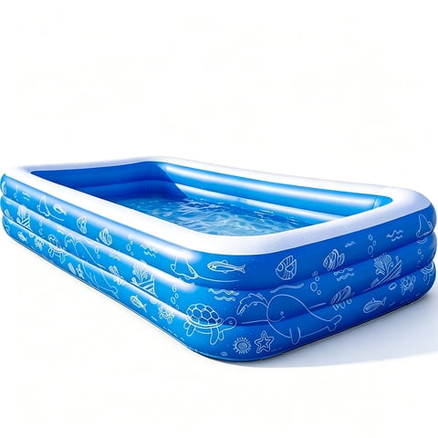 Inflatable Pool for Kids and Adults, 120"x68"22" Oversized Thickened Family Swimming Pool Blow Up Pool, Blue