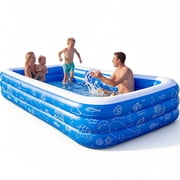 Inflatable Pool for Kids and Adults, 120x6822 Oversized Thickened Family Swimming Pool Blow Up Pool, Blue