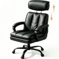 thumbnail image 1 of Patbrela Office Chair PU Leather Ergonomic Comfy Swivel Desk Chairs with 3-Position Adjustable Headrest, Black, 1 of 10