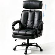 Patbrela Office Chair PU Leather Ergonomic Comfy Swivel Desk Chairs with 3-Position Adjustable Headrest, Black