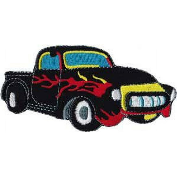 Patch - Automoblies - Black Truck with Flames Iron On Gifts New Licensed p-3784