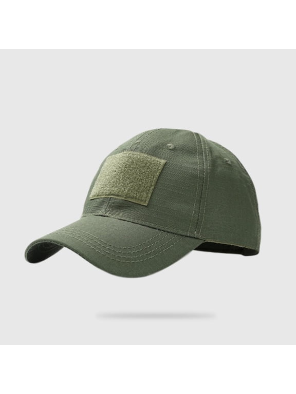 Patch Baseball Cap for Men Ripstop Hook-and-Loop Operator Hat for Outdoor Olive Green Free Size