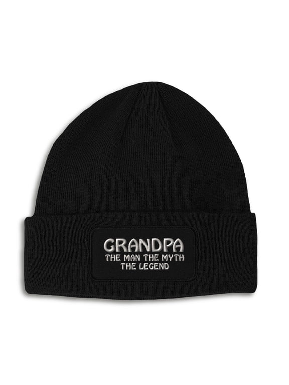 Patch Beanie Grandpa Man Myth Legend Embroidery, Black