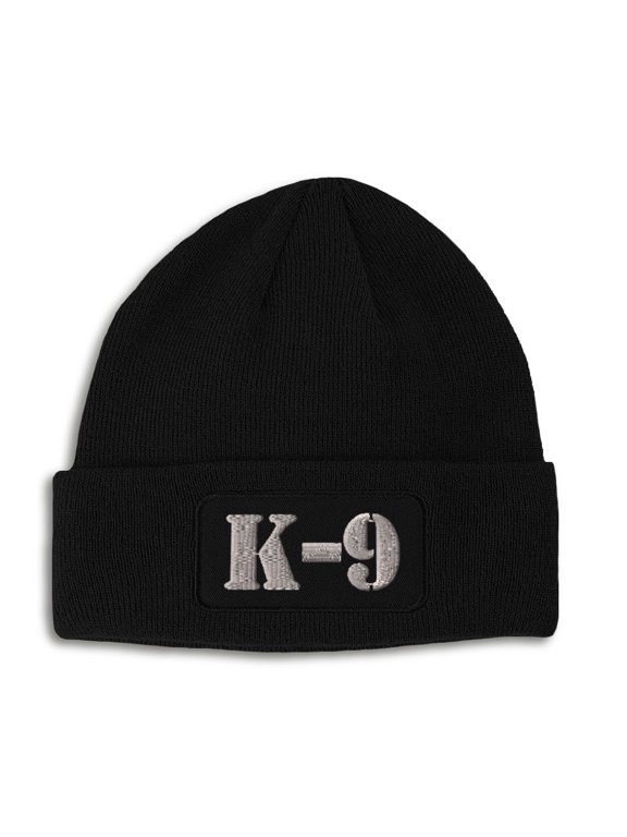 Patch Beanie K-9 Silver Logo Embroidery, Black