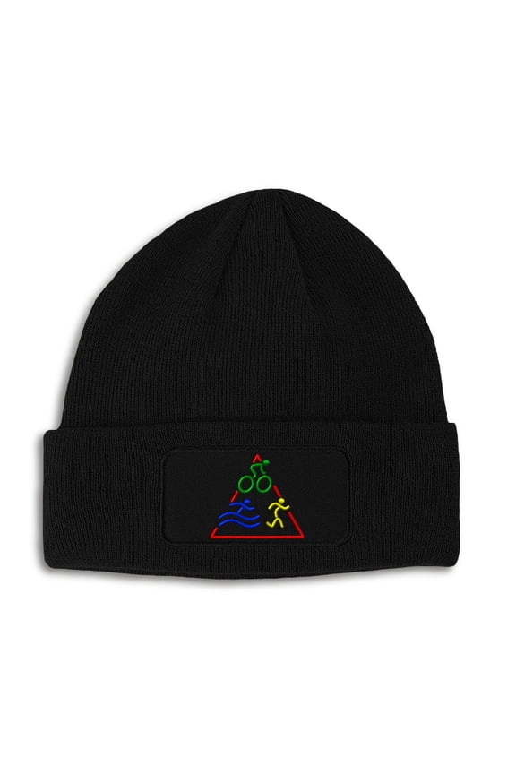 Patch Beanie Triathlon Logo Embroidery, Black