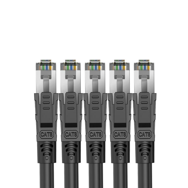 Patch Cables Cat8 1Ft（5Pack）, Snagless Patch 1 Feet Snagless Rj45