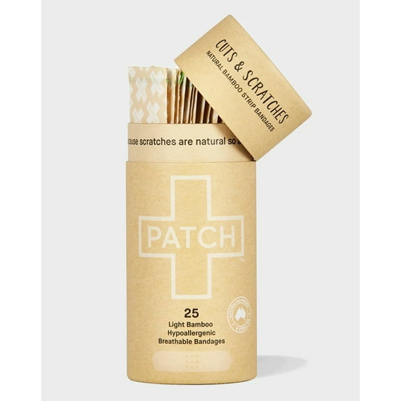 Patch Eco-Friendly Bamboo Bandages for Cuts & Scratches, Natural - 25 ct