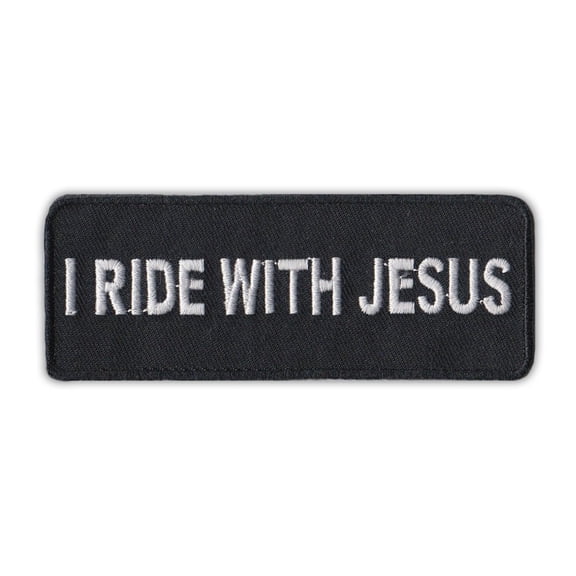 Patch, Embroidered, I Ride With Jesus, 4" x 1.5"