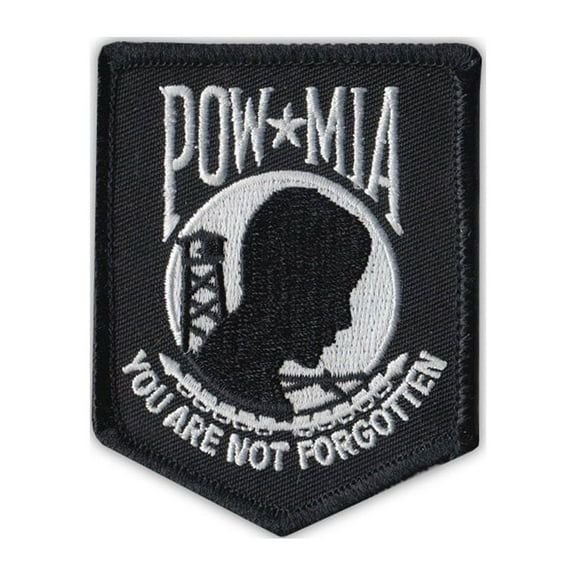 Patch, Embroidered, POW MIA Not Forgotten (Black/White), 2.5" x 3"