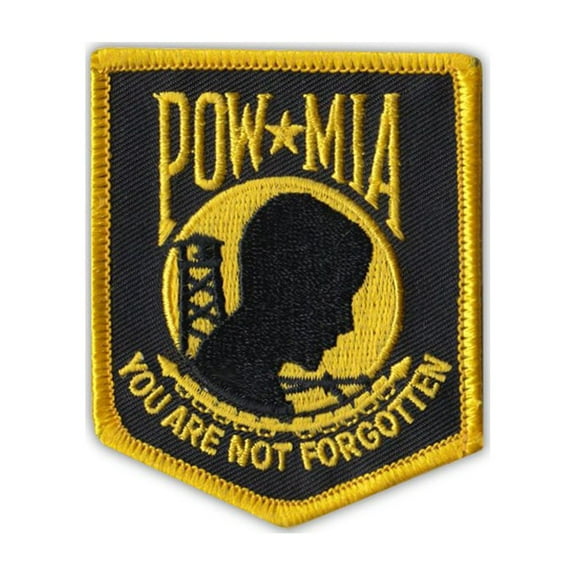 Patch, Embroidered, POW MIA Not Forgotten (Yellow), 2.5" x 3"