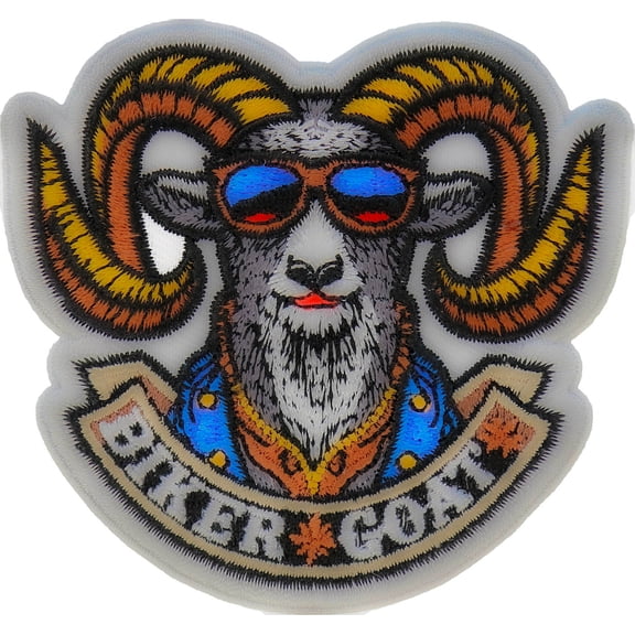 Patch, Embroidered Patch (Iron-On or Sew-On), Biker GOAT Patch, Greatest Of All Time Ride Hard Rebel Biker , 3" x 2.5"