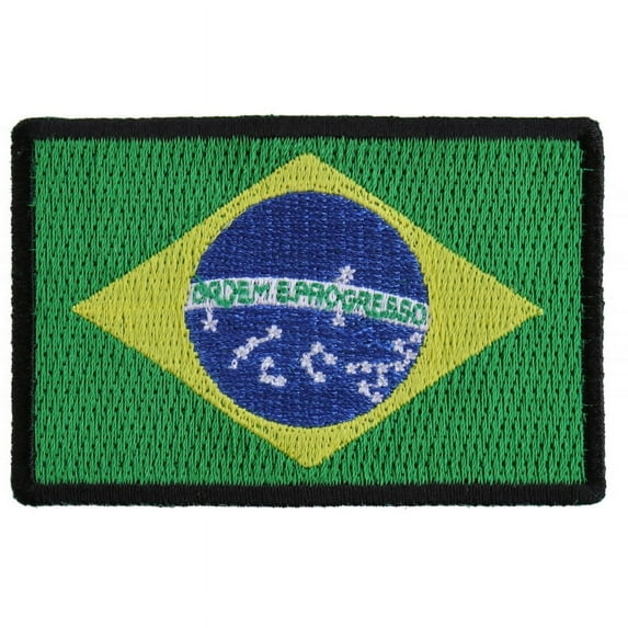 Patch, Embroidered Patch (Iron-On or Sew-On), Brazilian Brazil Flag Patch, 3" x 2"