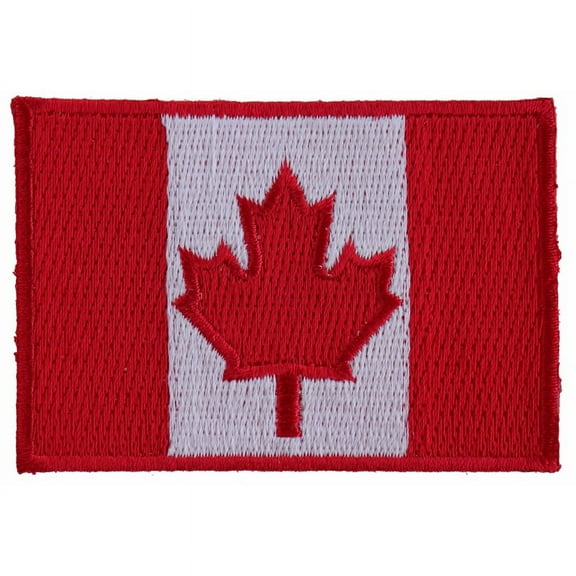 Patch, Embroidered Patch (Iron-On or Sew-On), Canada Canadian Flag Patch, 3" x 2"