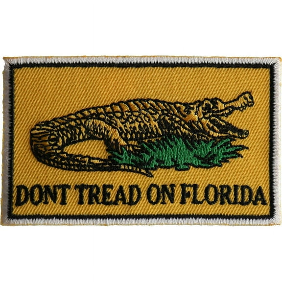 Patch, Embroidered Patch (Iron-On or Sew-On), Don't Tread On Florida Flag w/Alligator Live Free, 3" x 1.75"