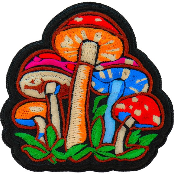 Patch, Embroidered Patch (Iron-On or Sew-On), Magic Mushrooms Patch, Psychedelic Fungi's Fantasy, Trippy Cosmic Fairy Magical , 3" x 3"