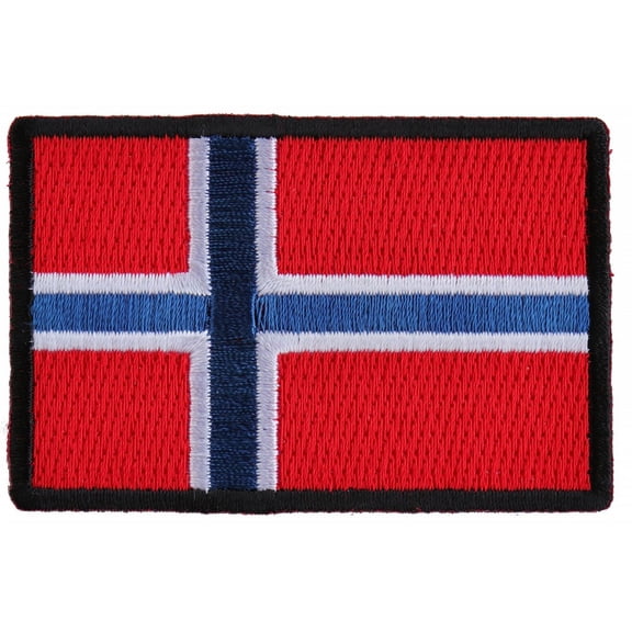 Patch, Embroidered Patch (Iron-On or Sew-On), Norwegian Norway Flag Patch, 3" x 2"