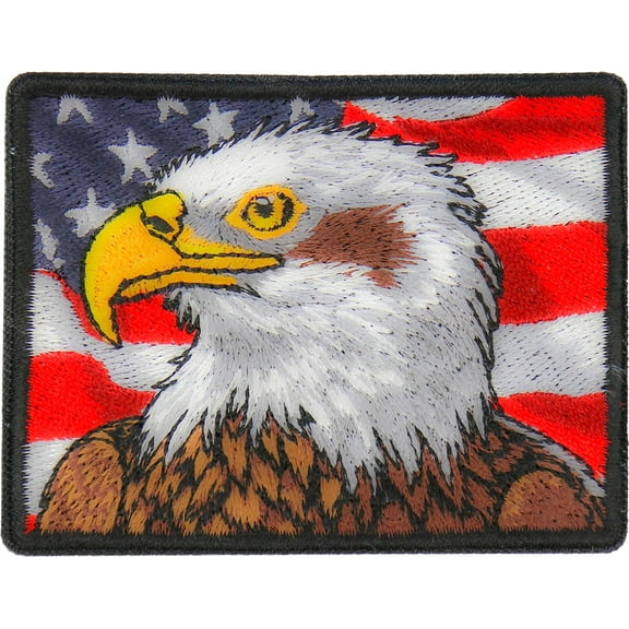 Patch, Embroidered Patch (Iron-On or Sew-On), Patriot Eagle Flag Patch, USA Pride Military Strong, Freedom America Bold United , 3" x 3"