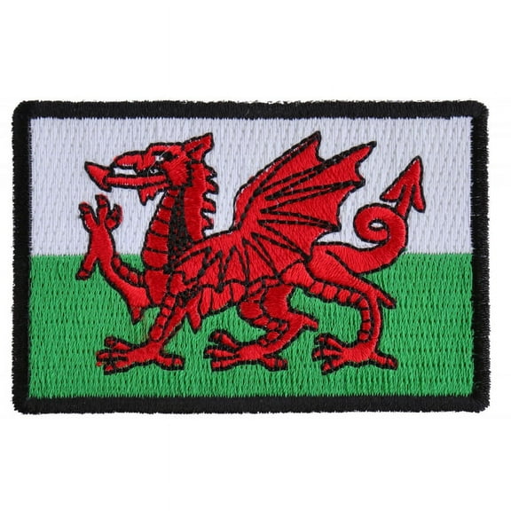 Patch, Embroidered Patch (Iron-On or Sew-On), United Kingdom Wales Flag Patch, 3" x 2"
