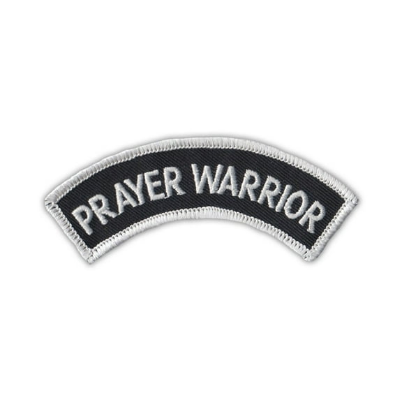 Patch, Embroidered, Prayer Warrior Mini Rocker Arch, 4" X 1"
