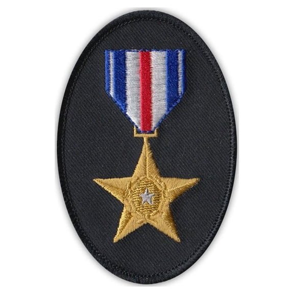Patch, Embroidered, Silver Star Medal Ribbon, 2.5" x 4"