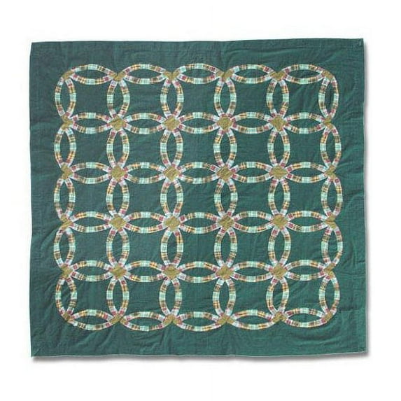 Patch Magic 72-Inch by 72-Inch Green Double Wedding Ring Shower Curtain