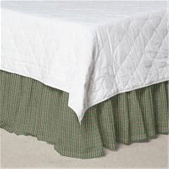 Patch Magic DRKW140A Green Hunter and Tan Check- Fabric Dust Ruffle King 78 x 80 in.