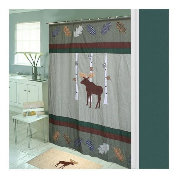 Patch Magic Moose Cotton Shower Curtain