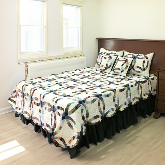 Patch Magic Quilts Cream Stone Wall Quilt, Hand cut and Patchwork cotton fabric blocks - King