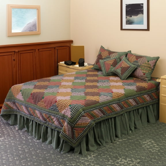 Patch Magic Quilts Pastures and Paths Quilt, Hand cut and Patchwork cotton fabric blocks - Queen