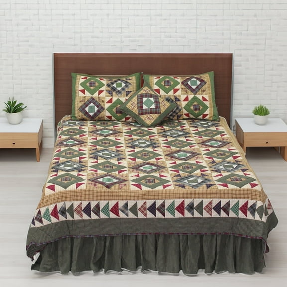Patch Magic Square Diamond Reversible Cotton King Quilt Adult, Teen