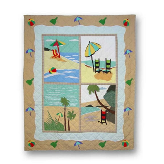 Patchmagic Sandy Shores Quilts, Vintage Home Decor, Reversible, 1 Count