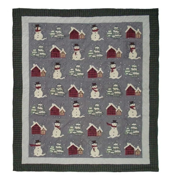 Patch Magic Snowman Lightweight Reversible Cotton King Quilt Adult, Teen