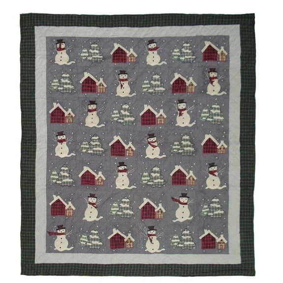 Patch Magic Snowman Lightweight Reversible Cotton Queen Quilt, Adult, Teen