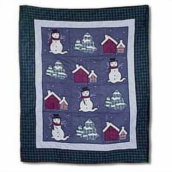 Patchmagic Snowman Quilt, Multicolor, Reversible, 50"W x 60"L