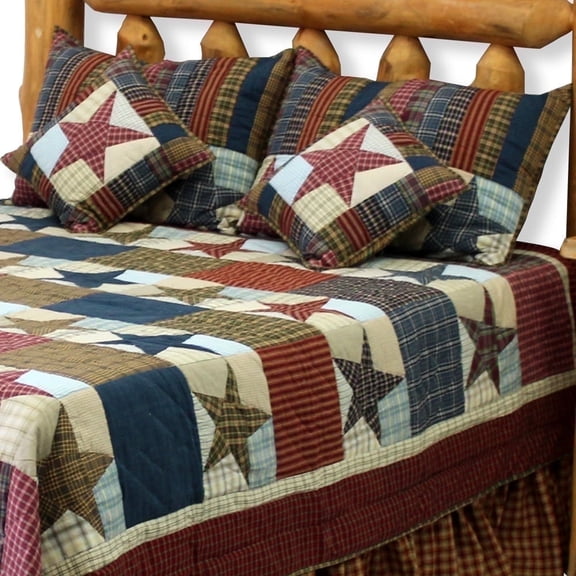 Patch Magic Stars and Squares Reversible Cotton King Quilt ,Adult