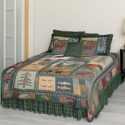 Patch Magic Quilts Up North Woods Quilt, Hand cut and Appliqued cotton fabric motifs - Super Queen