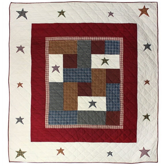 Patch Magic Quilts - Woodland Square Lightweight Reversible Cotton Throw Quilt with Pillow Shams,Adult, Teen