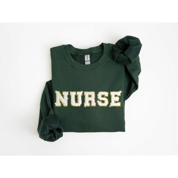 Patch Nurse Sweater, Nurse Glitter Sweatshirt, Nurse Appreciation, Nurse Gift Shirt, Letter Patch Nurse Sweatshirt, Glitter Nurse Shirt SWEATSHIRT All Size S-5XL