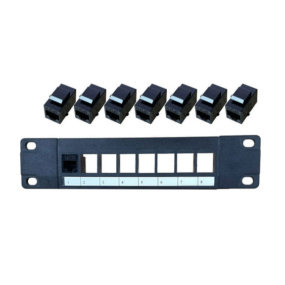 Patch Panel 8 Port CAT5e 10G Support 1U Patch Panel UTP Wallmount or Rackmount Punch Down Block for CAT5e