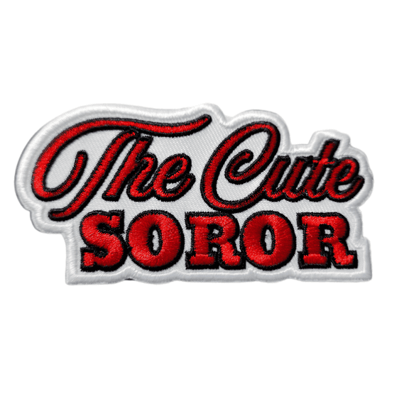 Patch Party Club, "The Cute Soror" (RED & WHITE) (1-pc) 4" Iron-on Embroidered Patch, Trucker Hats, Jackets, Shoes, Bags, DIY Patch