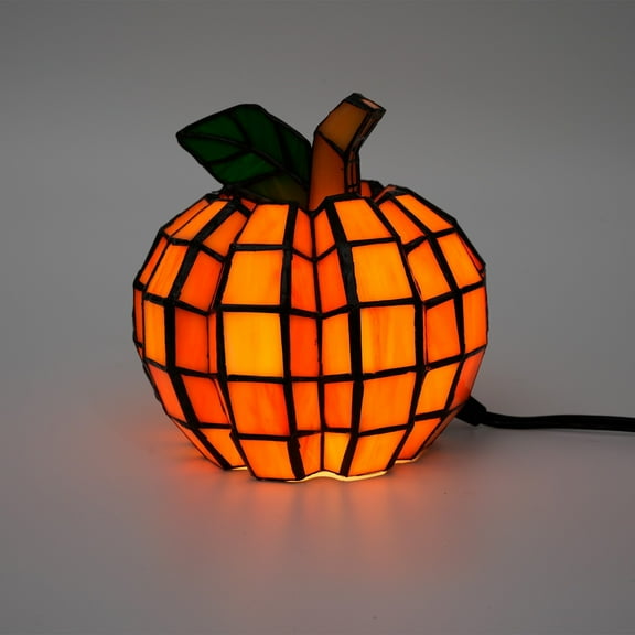 Tiffany Stained Pumpkin Night Light, Patch the Pumpkin Stained Accent Lamp, Suitable for Bedroom, Study and Children's Room, Gifts for Mothers, Family and Friends