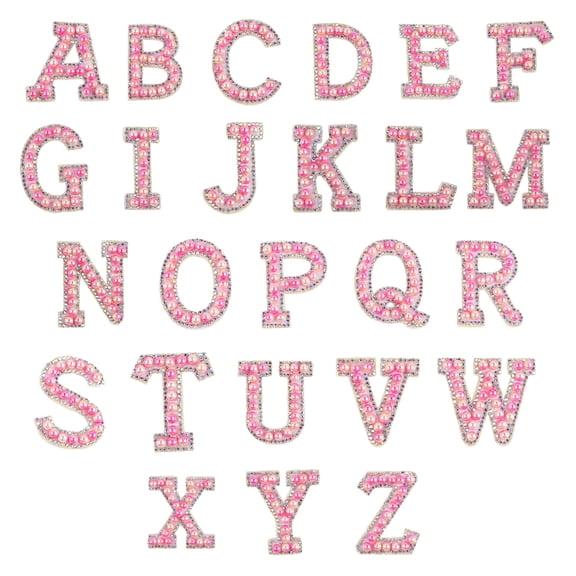Patch Set Shiny Pearl Rhinestone Alphabet Applique 26 Letters DIY Iron on Sew on Patch for Clothes Bag Hat Craft Decor