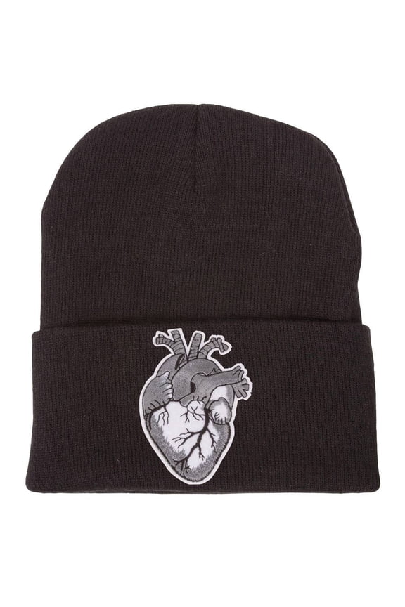 Patch Short Cuffed Beanie - Grey Heather