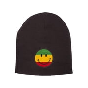 Patch Short Cuffless Beanie - Rasta Smile