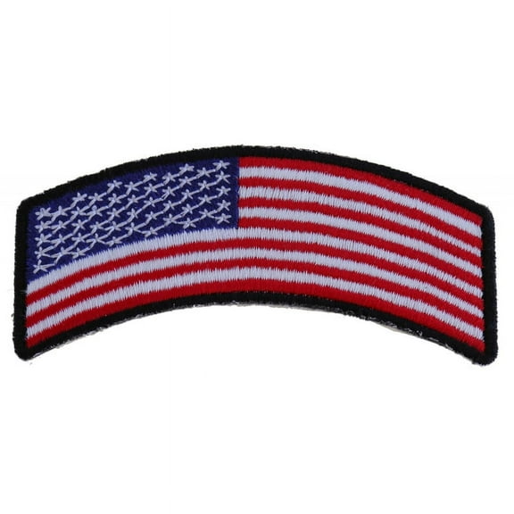 Patch, Small Embroidered Rocker (Iron-On or Sew-On), American Flag United Sates USA, 3.75" x 1.75" Arch