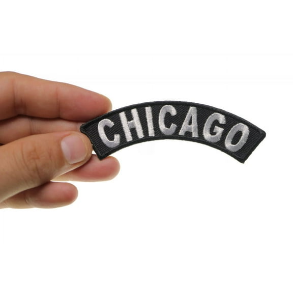 Patch, Small Embroidered Rocker (Iron-On or Sew-On), Chicago Illinois City Patch, 4" x 1" Arch